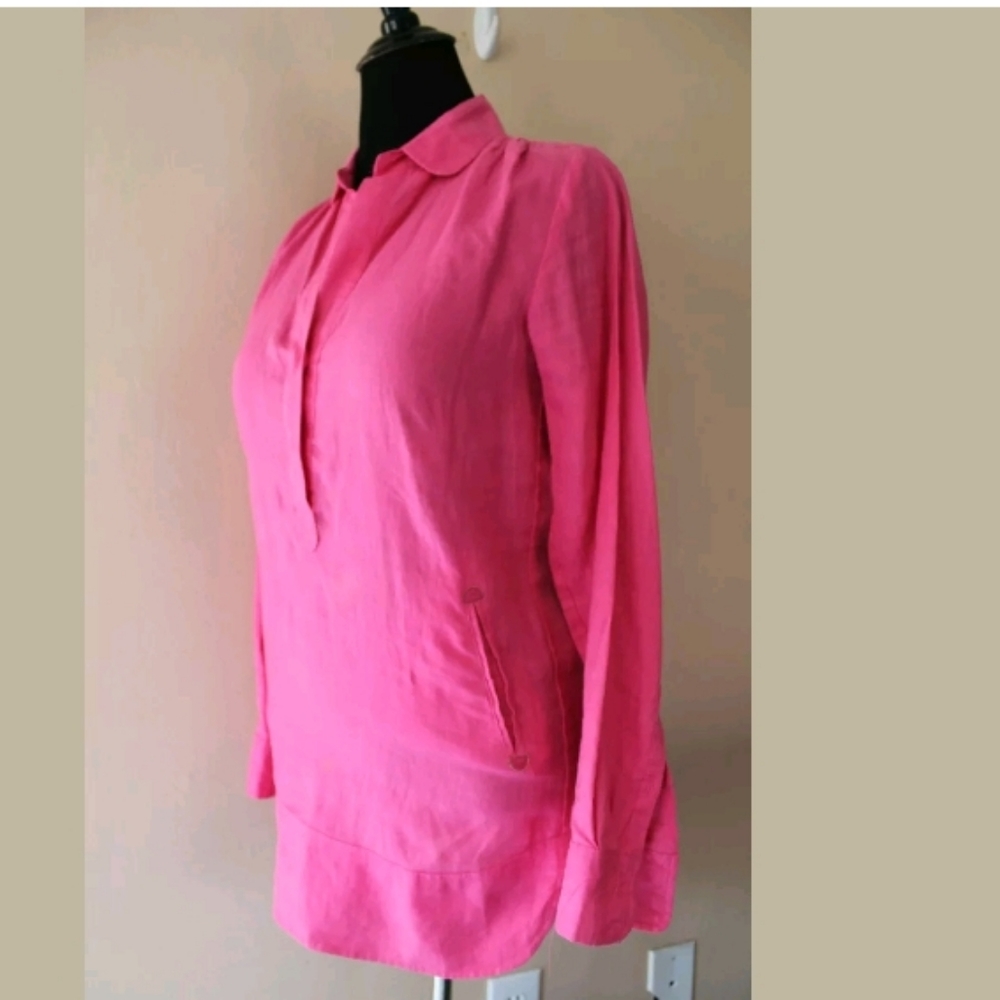 Neiman Marcus Long Sleeve Pink Tunic w/ Faux Slant‎